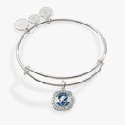 Silver Harry Potter Ravenclaw House Charm Bangle by ALEX AND ANI featuring a detailed Ravenclaw emblem on a sleek bracelet.