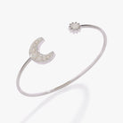 Silver Moon and Sun Flex Cuff bracelet by ALEX AND ANI featuring celestial design with open-ended style.