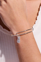 Silver PEEPS® Crystal Bunny Bangle bracelet by ALEX AND ANI featuring a bunny charm with sparkling crystals.