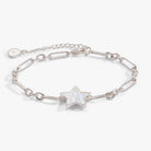 Silver Star Mother of Pearl adjustable bracelet by ALEX AND ANI featuring a star charm and sleek design.