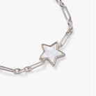 Silver Star Mother of Pearl Adjustable Bracelet by ALEX AND ANI featuring a star charm and smooth mother of pearl centerpiece.