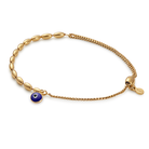 Sterling silver Evil Eye pull chain bracelet by ALEX AND ANI featuring a detailed evil eye charm and adjustable chain.
