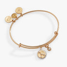Two-tone Cancer zodiac charm bangle bracelet by ALEX AND ANI featuring a detailed Cancer symbol and elegant design.