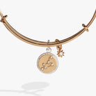 Two-tone Leo Zodiac Charm Bangle by ALEX AND ANI featuring a detailed Leo pendant on a sleek bracelet.