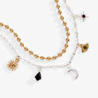 ALEX AND ANI Moon Magic 2 Row Charm Bracelet featuring two-tone design, celestial moon charms, and layered style.