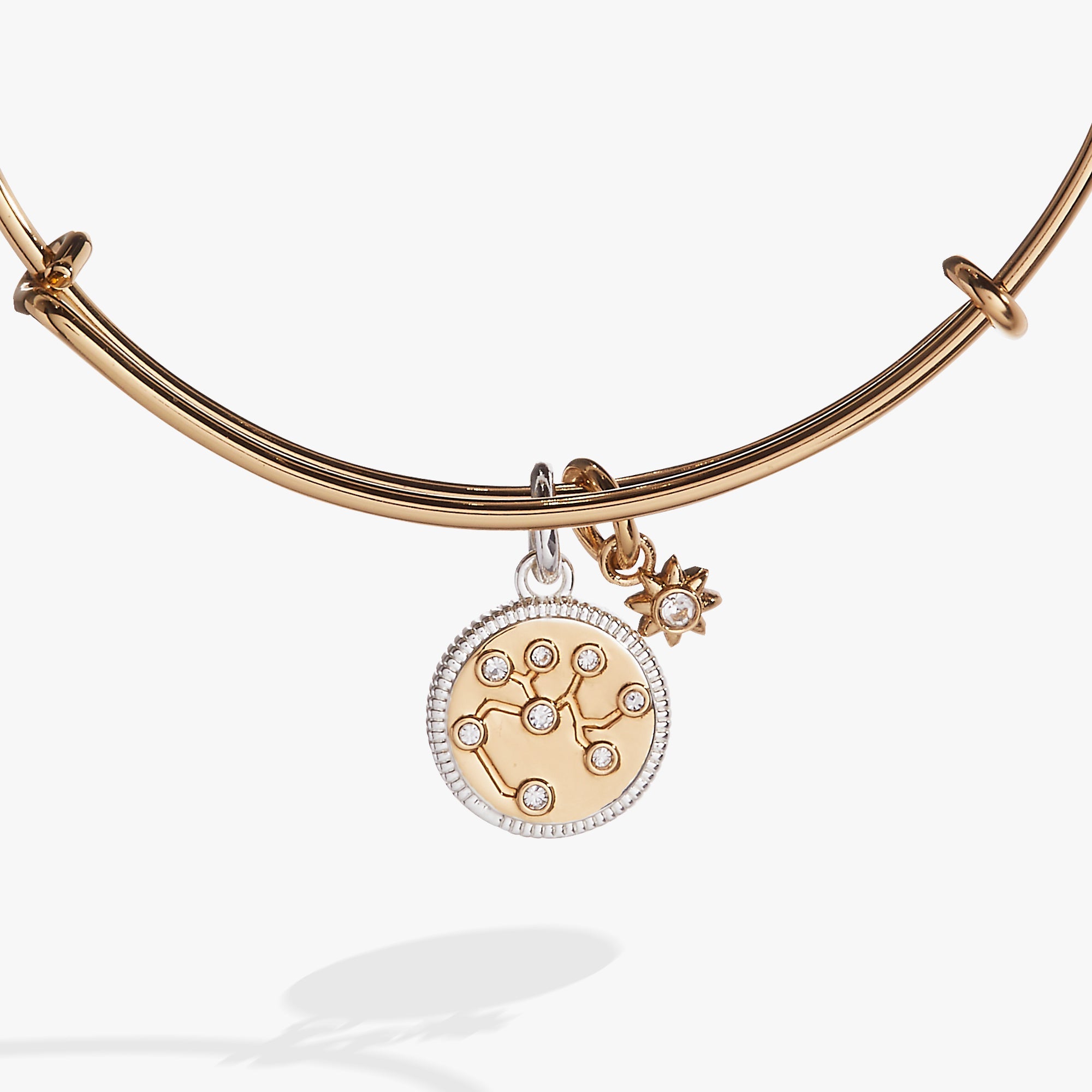 Two-tone Sagittarius zodiac charm bangle bracelet by ALEX AND ANI featuring a celestial charm and sleek design.