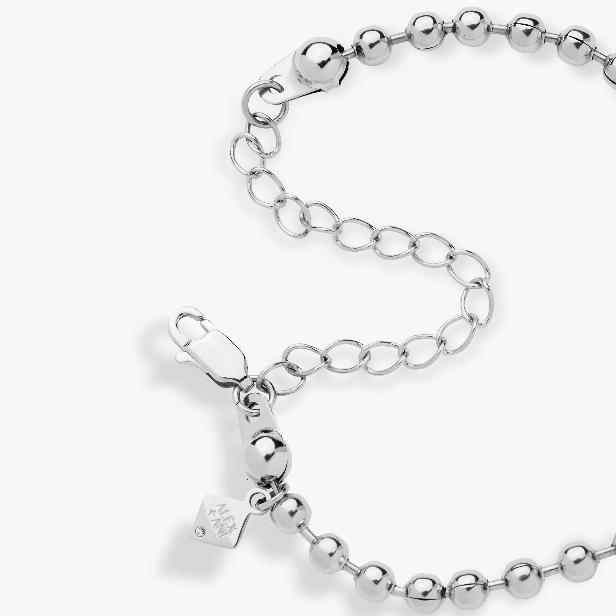 Two-tone stainless steel sunflower ball chain bracelet by ALEX AND ANI, featuring a delicate sunflower design.