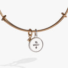 Two-tone Virgo Zodiac Charm Bangle bracelet by ALEX AND ANI featuring a sleek design with Virgo symbol and celestial accents.