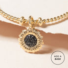 ALEX AND ANI sunflower interchangeable charm with two-tone stainless steel design, featuring a detailed sunflower motif.