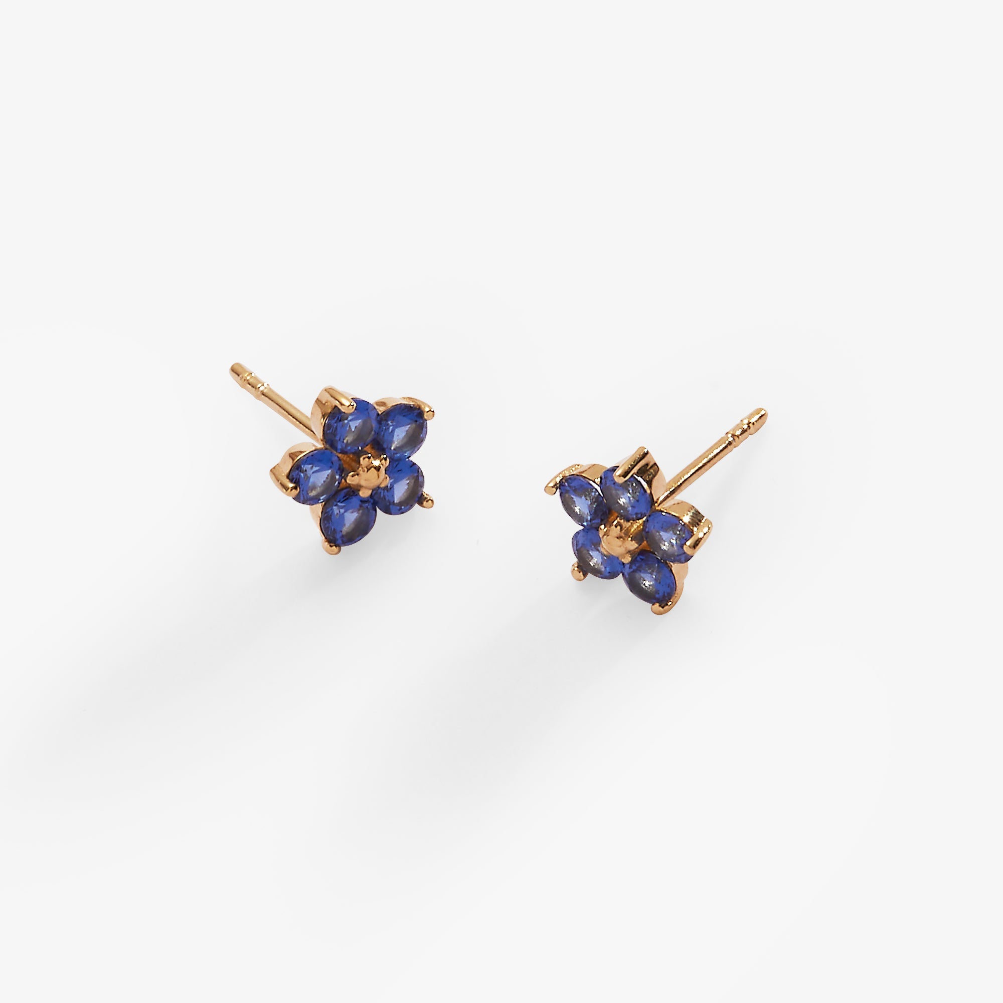 ALEX AND ANI crystal forget-me-not flower earrings in 14k gold-over-sterling silver with delicate floral design.