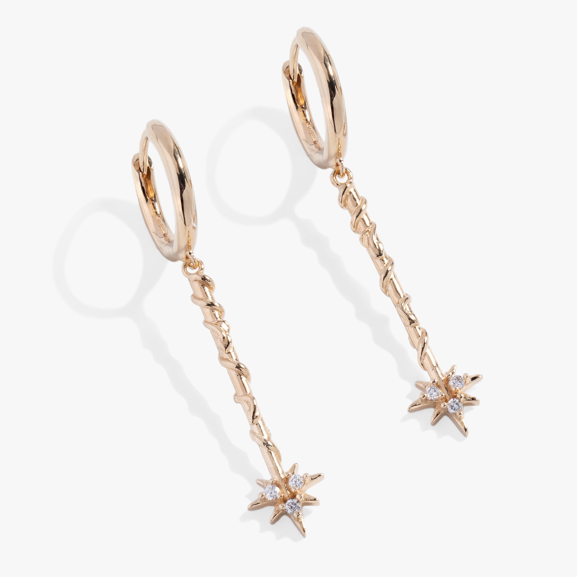 14k gold-over-sterling silver Hermione Wand earrings from Harry Potter™ by ALEX AND ANI, featuring detailed wand design.