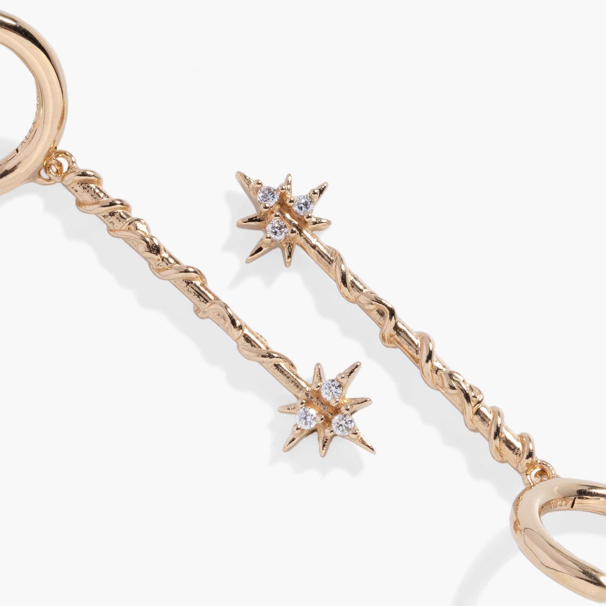 14k gold-over-sterling silver Hermione Wand earrings from Harry Potter™ collection by ALEX AND ANI, featuring detailed wand design.