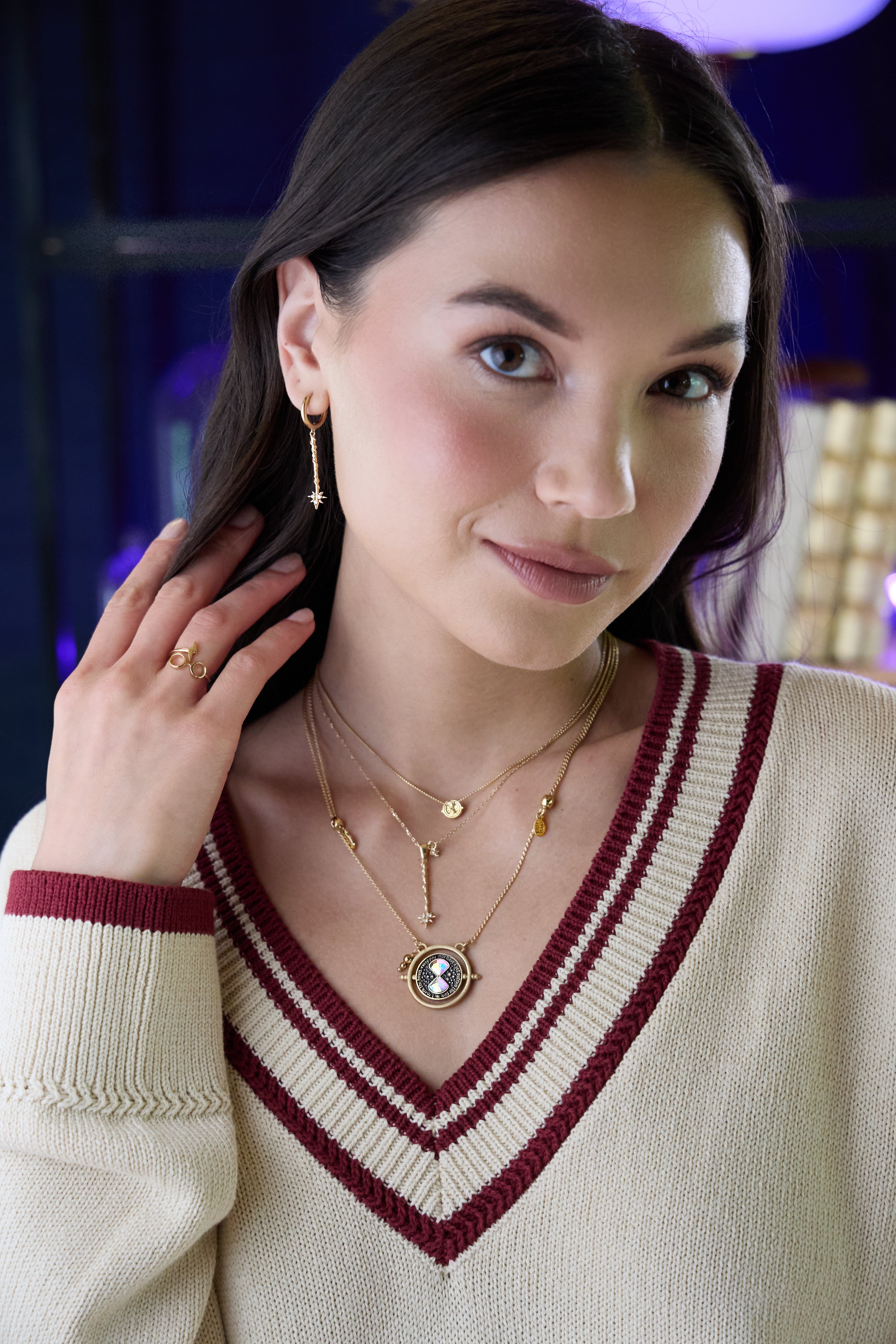 14K gold-over-sterling silver Hermione Wand Earrings inspired by Harry Potter™ by ALEX AND ANI, featuring wand design.