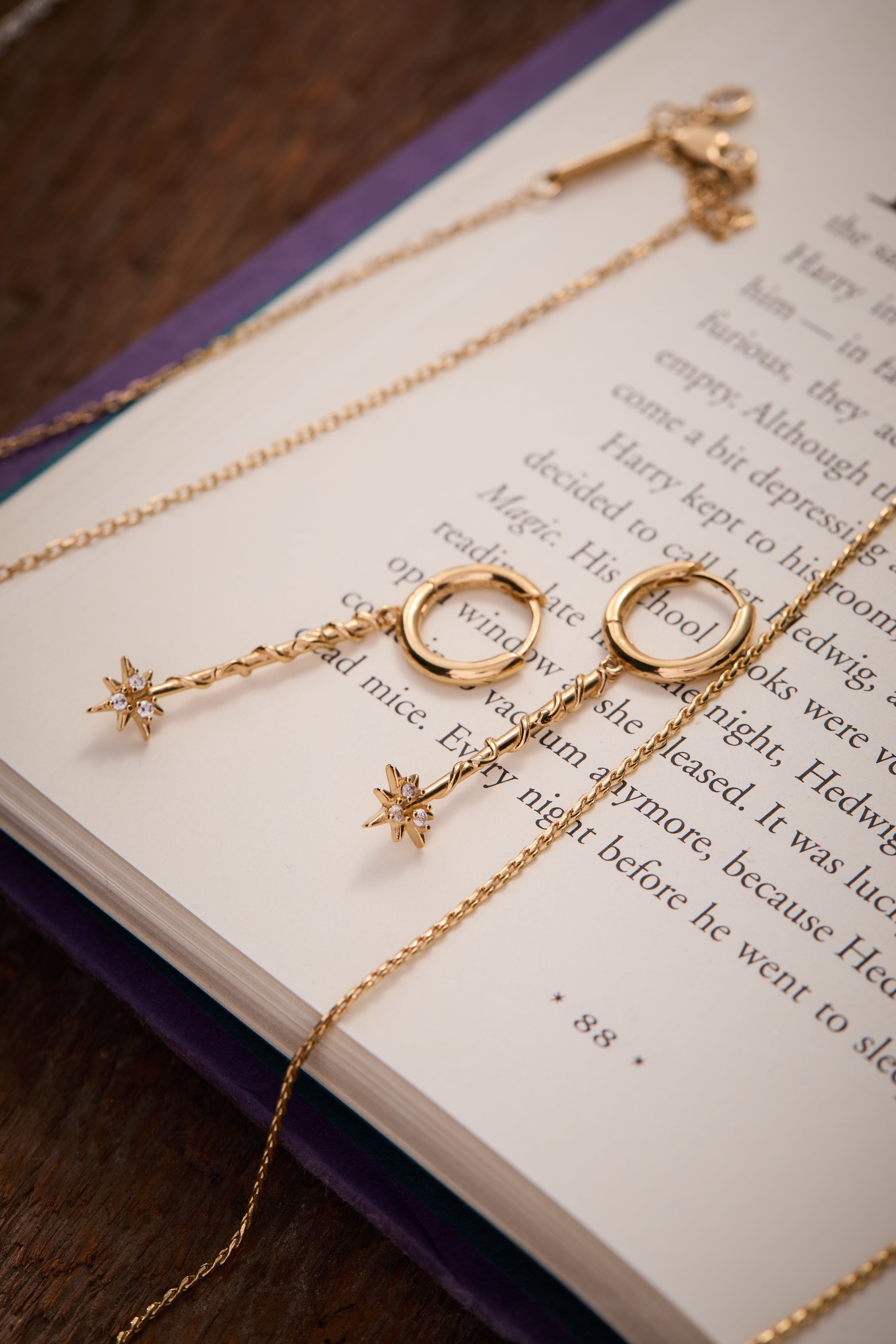 Harry Potter Hermione Wand earrings in 14k gold over sterling silver featuring detailed wand design by ALEX AND ANI