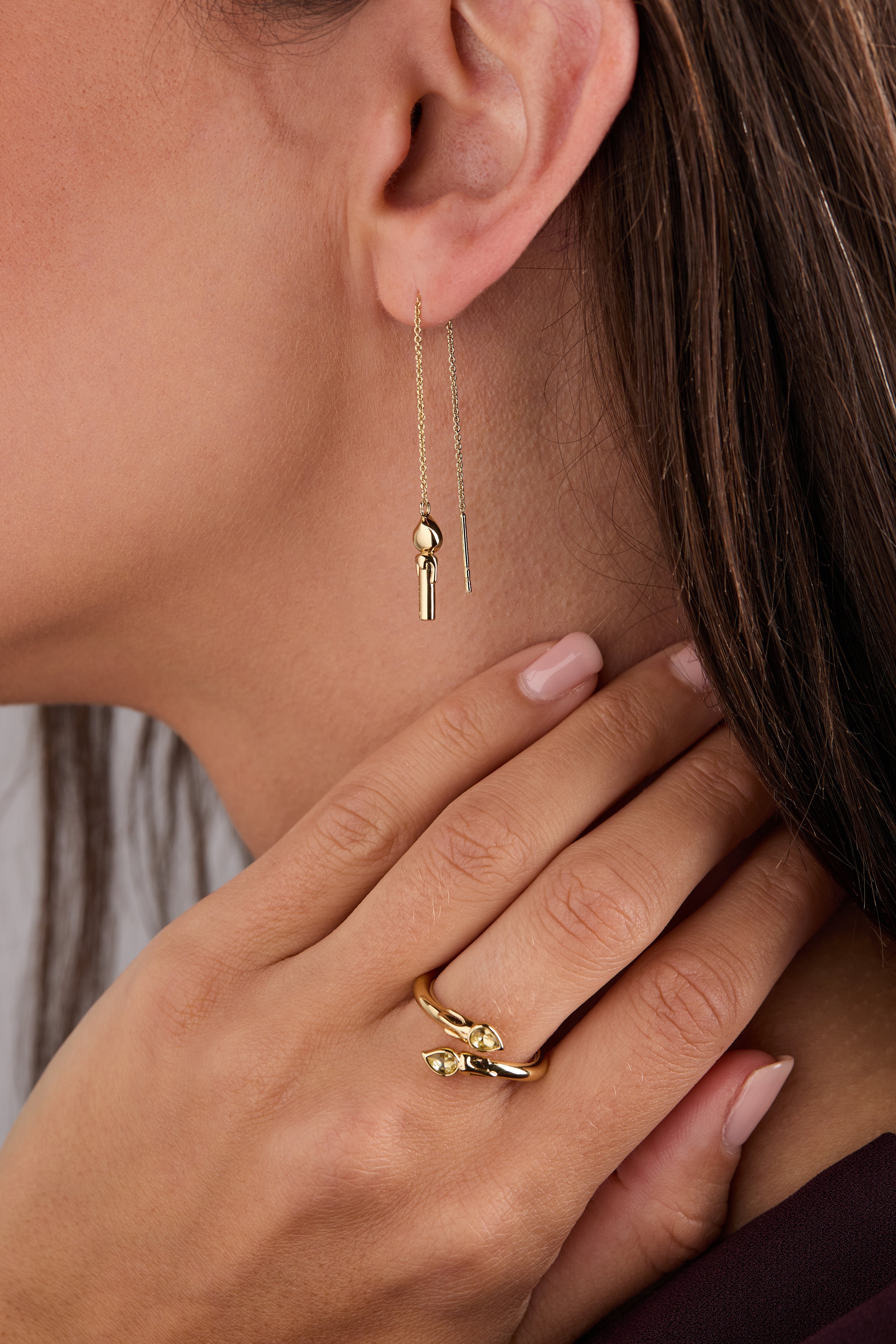 Gold Harry Potter Great Hall Candle Threader Earrings by ALEX AND ANI, featuring detailed magical design and lightweight dangle style.