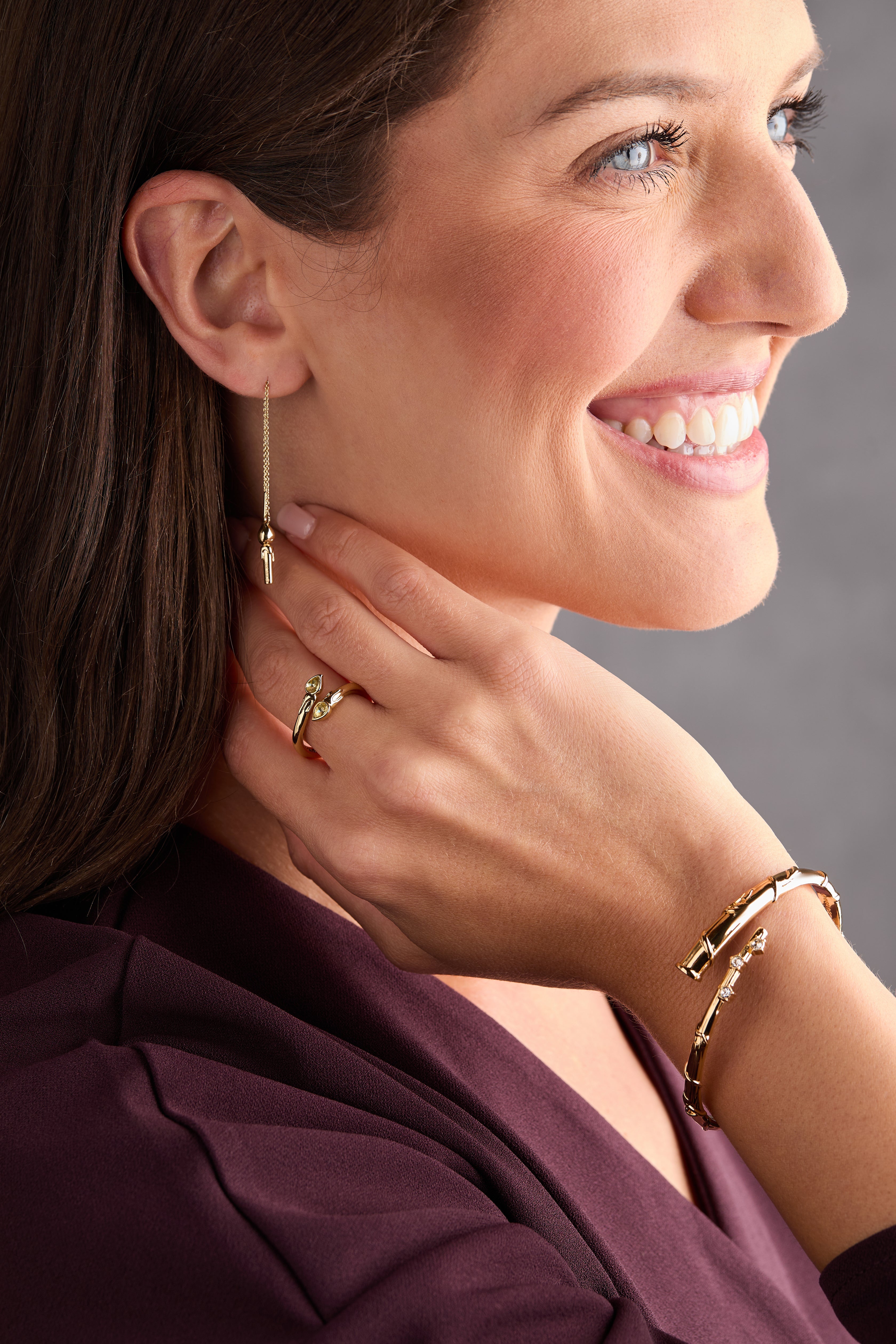 Gold Harry Potter Great Hall Candle Threader Earrings by ALEX AND ANI, featuring detailed Harry Potter-themed design in a sleek earring style.