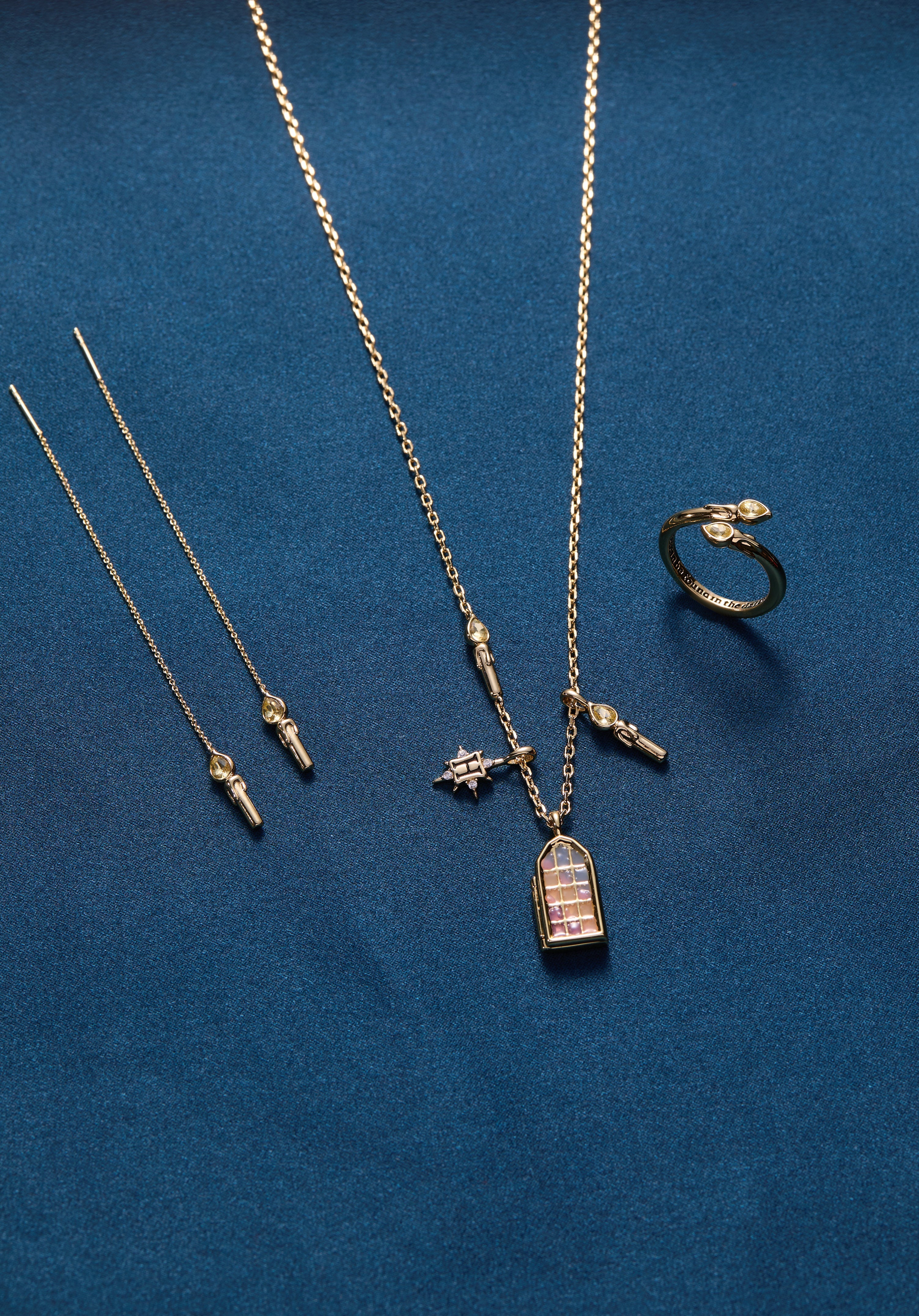 Gold Harry Potter Great Hall Candle Threader Earrings by ALEX AND ANI featuring detailed Harry Potter-themed charm earrings.