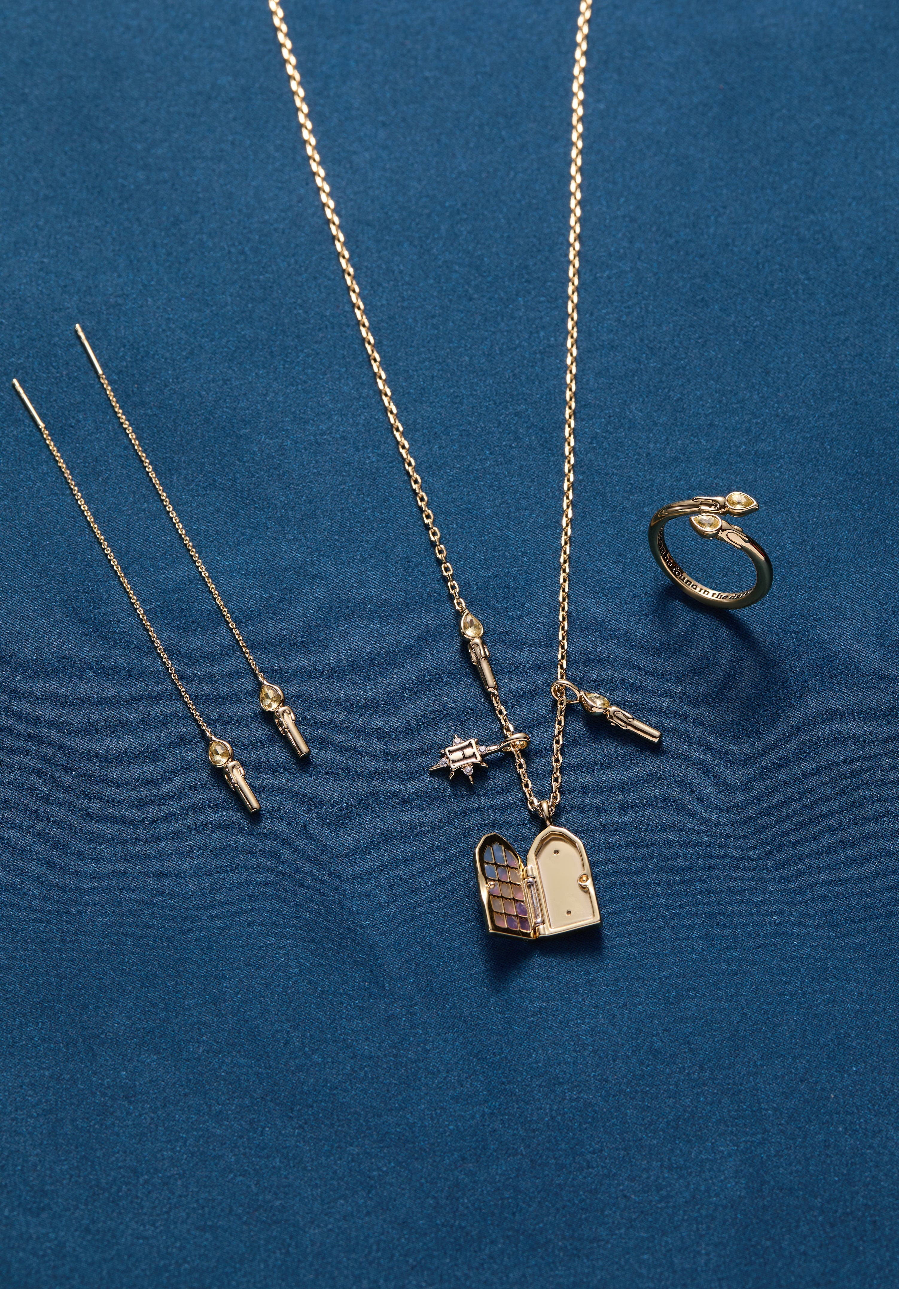 Gold Harry Potter Great Hall Candle Threader Earrings by ALEX AND ANI featuring magical castle design and elegant dangle style.