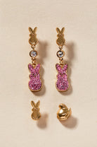 Gold PEEPS® statement earrings by ALEX AND ANI with bold design and intricate detailing, perfect for stylish accessories.