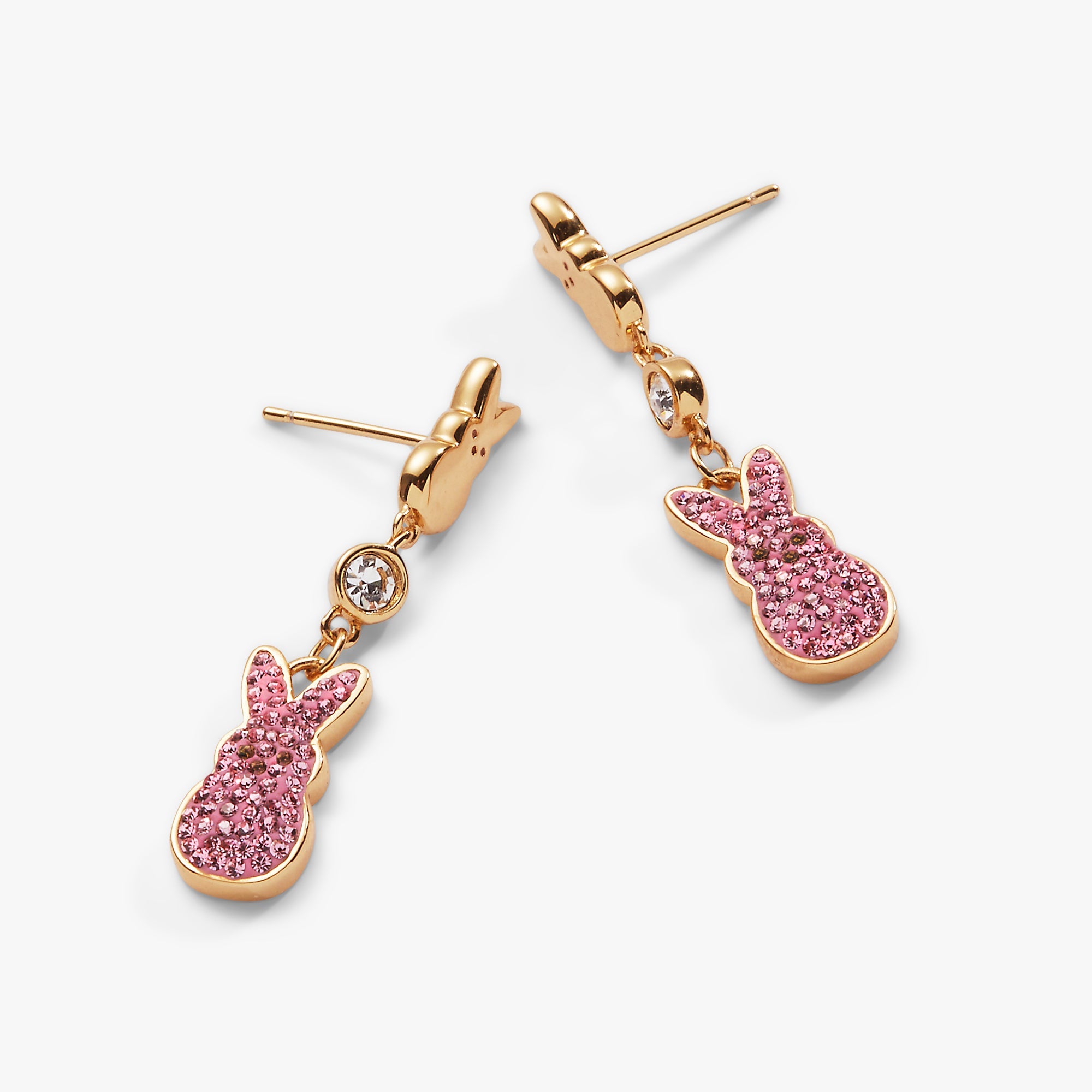 Gold PEEPS® statement earrings by ALEX AND ANI featuring bold, eye-catching design and intricate detailing.