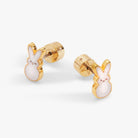 ALEX AND ANI PEEPS White Pearlized Bunny Stud Earrings in gold with bunny-shaped design and pearl finish.