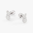ALEX AND ANI PEEPS® White Pearlized Bunny Stud Earrings in gold with white pearlized bunny design.