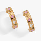 Gold hoop earrings by ALEX AND ANI featuring engraved "Pray, Wait and Trust" design for meaningful style.