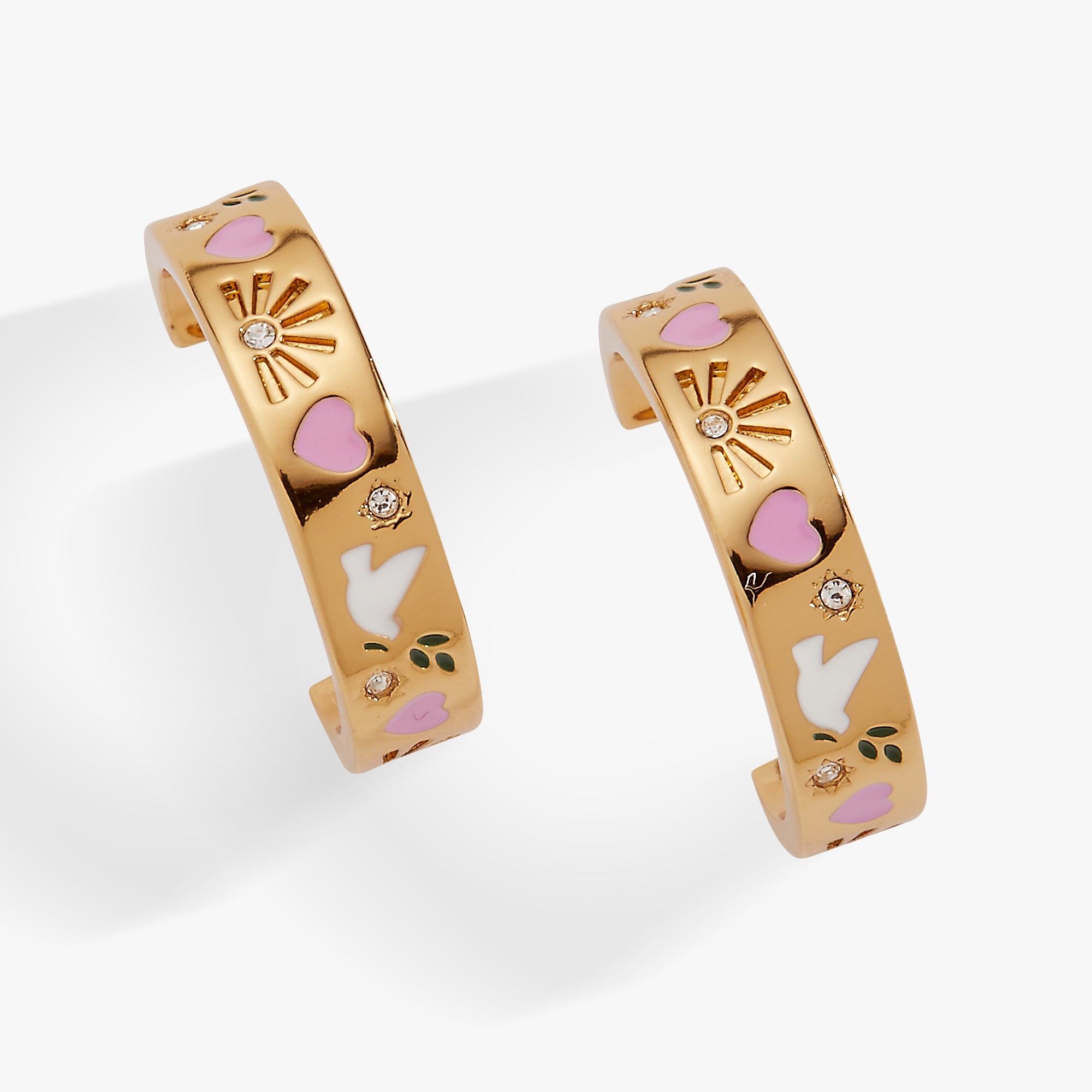 Gold hoop earrings by ALEX AND ANI featuring engraved "Pray, Wait and Trust" design for meaningful style.