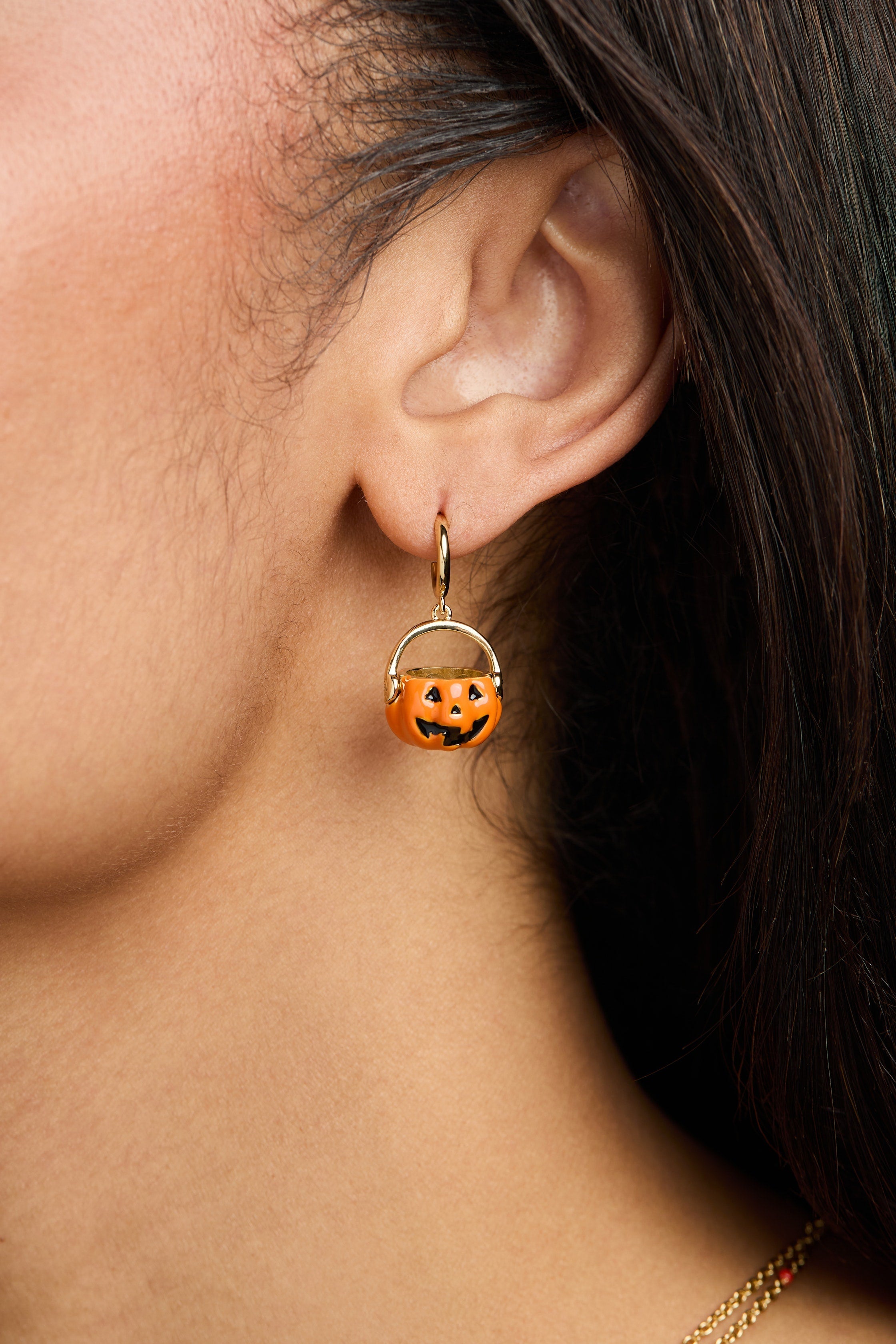 Set of three gold Trick or Treat earrings by ALEX AND ANI featuring festive Halloween-themed designs.