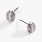 Silver Coffee Bean Pave Crystal Stud Earrings by ALEX AND ANI, featuring sparkling crystal accents on small, stylish earring studs.