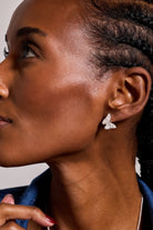Silver glass butterfly statement stud earrings by ALEX AND ANI featuring detailed butterfly design and sleek metallic finish.