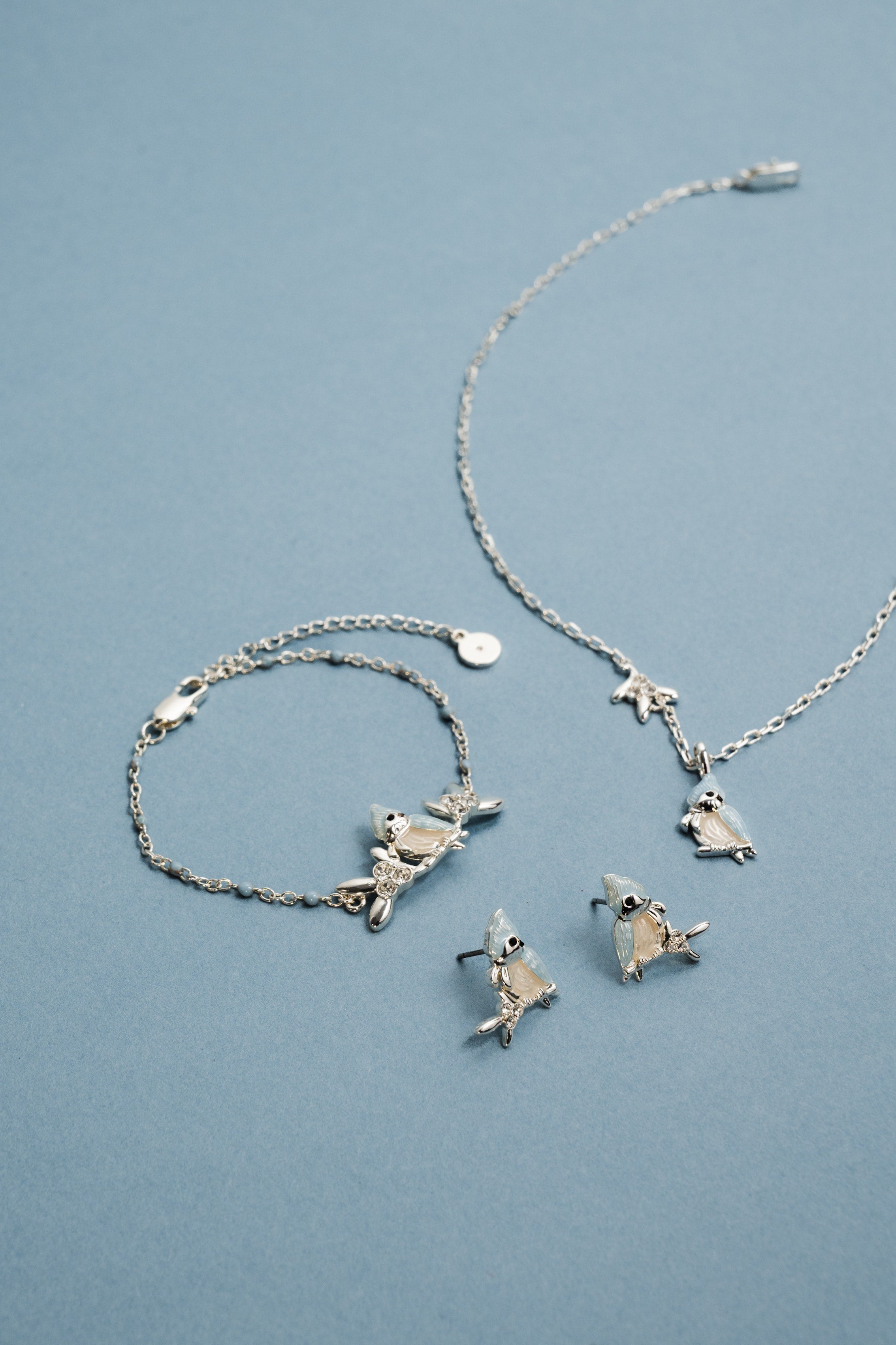 Silver Tufted Titmouse bird stud earrings by ALEX AND ANI, featuring detailed bird design on small, elegant earrings.