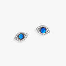 Silver stainless steel Evil Eye Mini Stud Earrings by ALEX AND ANI featuring a protective eye design for everyday wear.