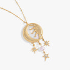 Antique gold Moon and Sun multicharm necklace by ALEX AND ANI, featuring celestial pendant charms on a delicate chain.