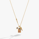 Gold Harry Potter Hogwarts Great Hall Cluster Charm Necklace by ALEX AND ANI, featuring detailed magical hall pendant on a delicate chain.