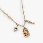 Gold Harry Potter Hogwarts Great Hall Cluster Charm Necklace by ALEX AND ANI featuring magical design and intricate charm details.