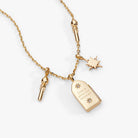 Gold Harry Potter Hogwarts Great Hall Cluster Charm Necklace by ALEX AND ANI featuring detailed Hogwarts-themed pendant.