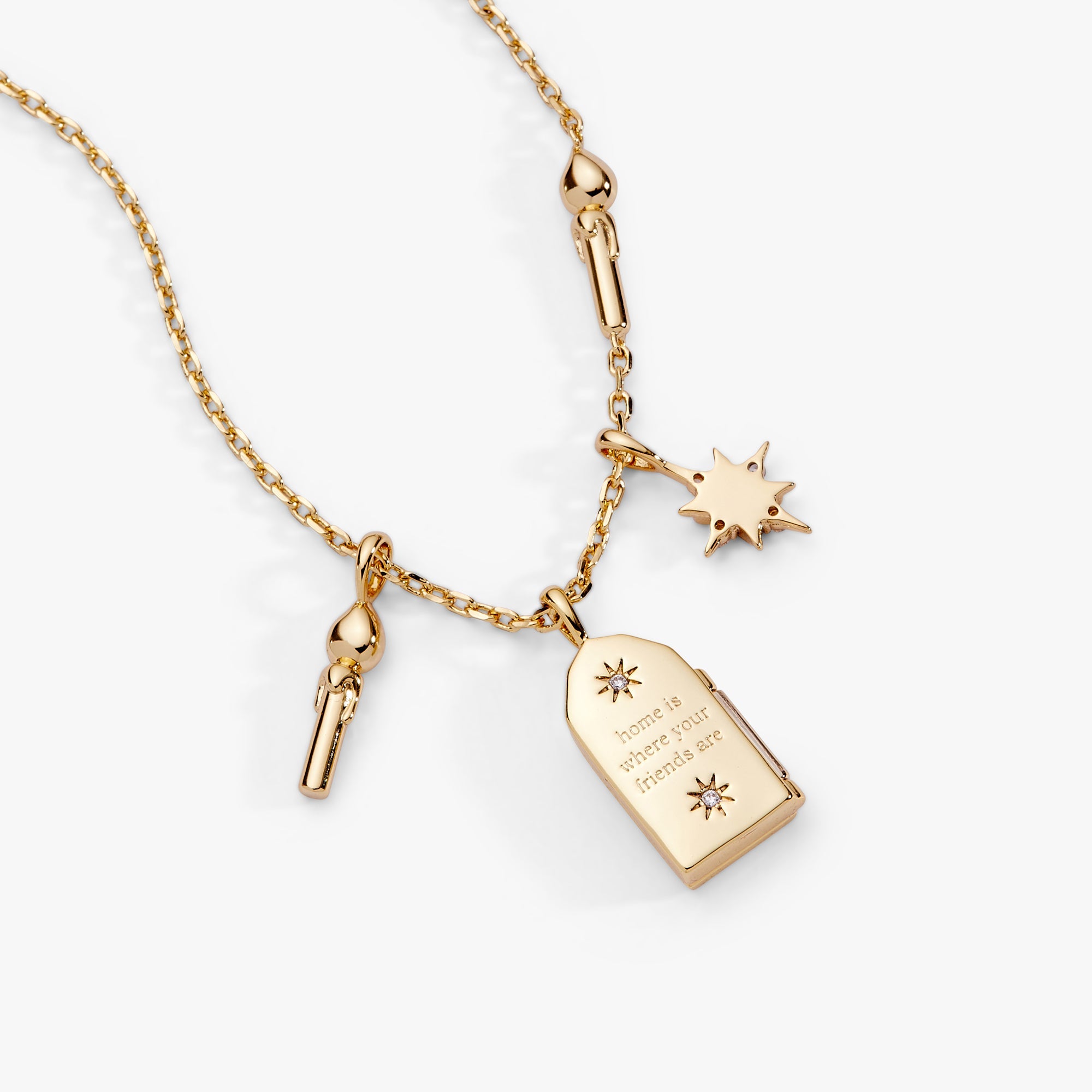 Gold Harry Potter Hogwarts Great Hall Cluster Charm Necklace by ALEX AND ANI featuring detailed Hogwarts-themed pendant.