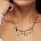 Gold Lucky Four Leaf Clover Charm Necklace by ALEX AND ANI featuring a delicate four-leaf clover pendant on a fine chain.