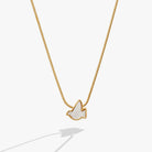 Gold pearlized Dove 'Peace' slider necklace by ALEX AND ANI featuring a dove charm on a sleek chain.