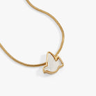 Gold pearlized Dove 'Peace' slider necklace by ALEX AND ANI featuring a dove charm on a delicate chain.