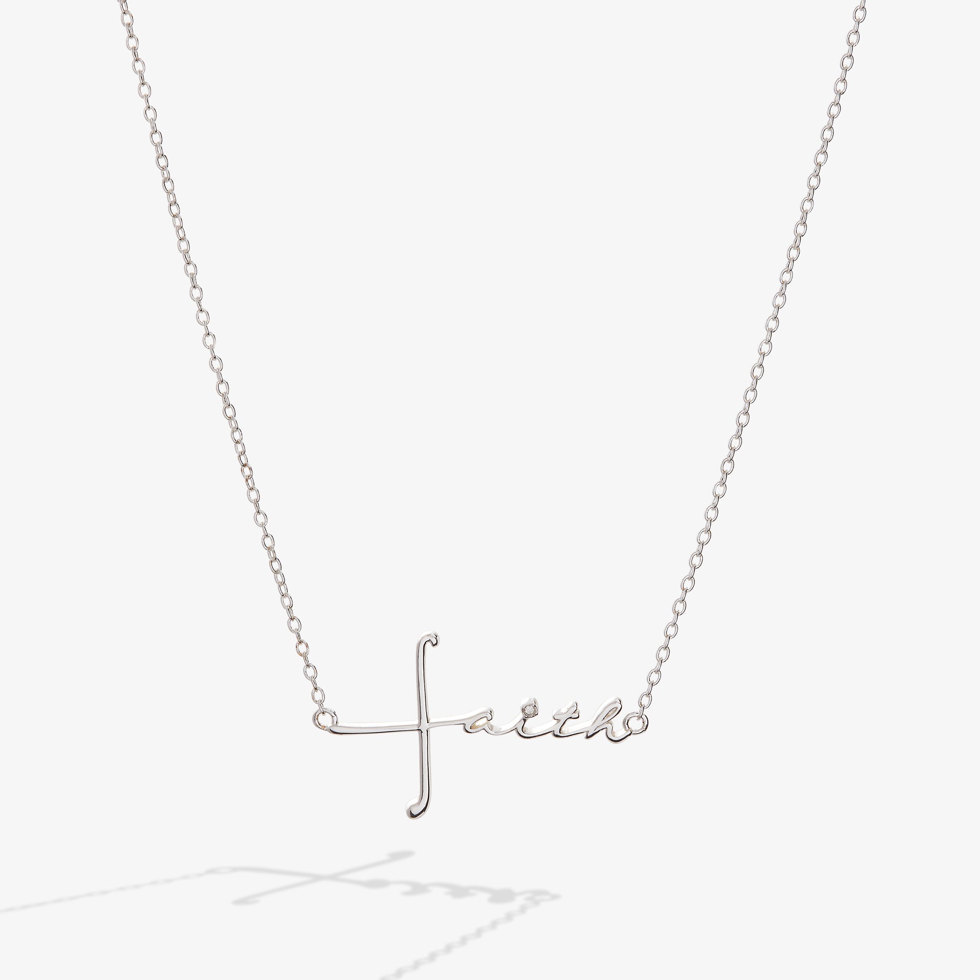 Silver Faith Necklace by ALEX AND ANI featuring a delicate chain with a faith-themed charm.