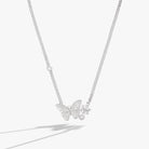 ALEX AND ANI silver glass butterfly inline necklace featuring a delicate butterfly pendant on a sleek chain.