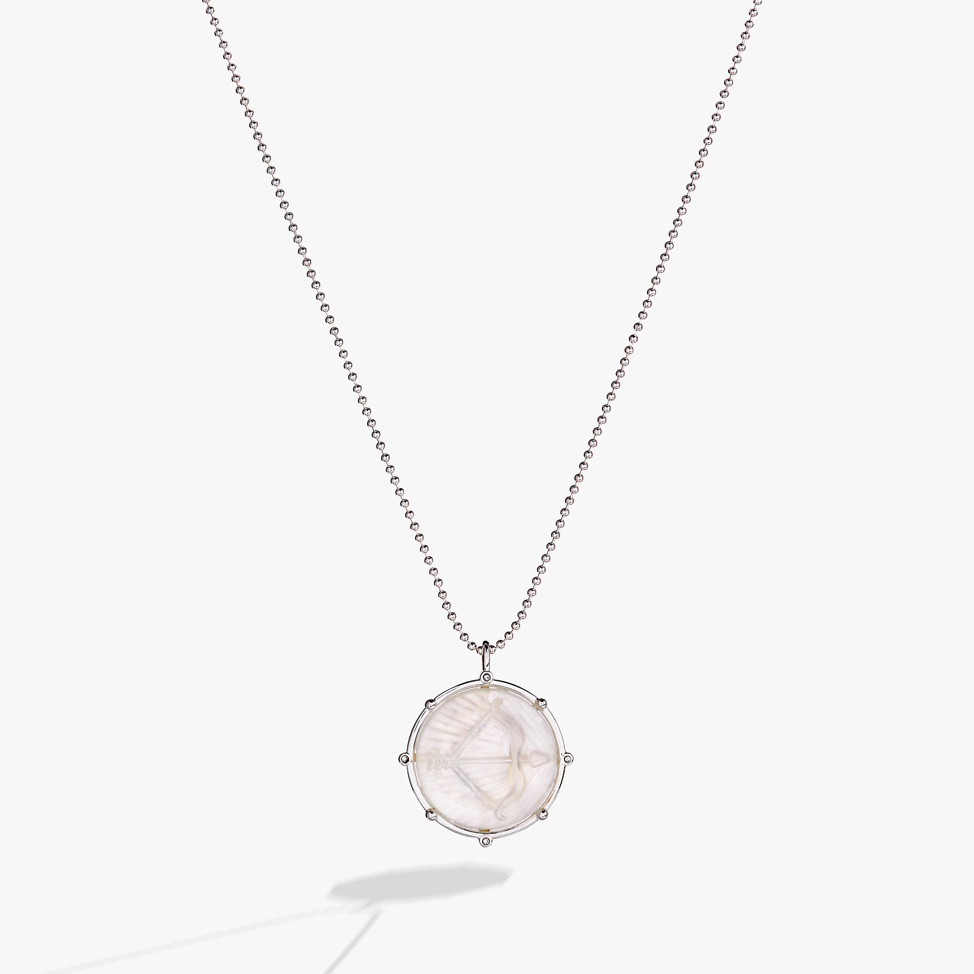 Silver Sagittarius Zodiac double-sided charm necklace by ALEX AND ANI featuring a detailed zodiac symbol on a sleek chain.