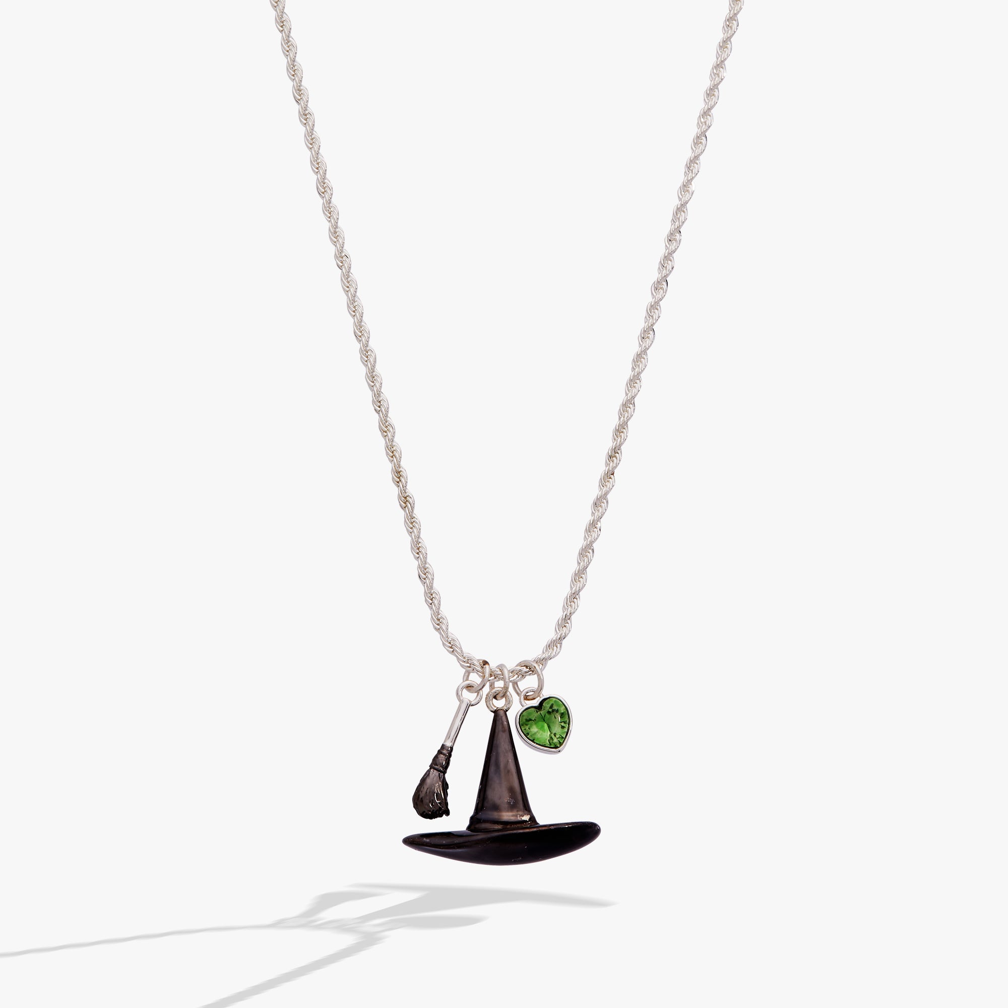 Silver Wizard of Oz Wicked Witch charm pendant necklace by ALEX AND ANI, featuring a detailed witch figure and classic design.