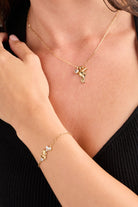 Gold Aquarius Zodiac Charm Cluster Necklace by ALEX AND ANI featuring stainless steel chain and celestial-inspired charms.