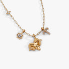 Gold Aries Zodiac Charm Cluster Necklace by ALEX AND ANI featuring stainless steel chain and zodiac charm.