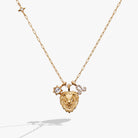 Gold Leo Zodiac Charm Cluster Necklace by ALEX AND ANI featuring stainless steel chain and celestial zodiac charm.