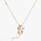 Gold stainless steel Pisces Zodiac charm cluster necklace by ALEX AND ANI featuring a detailed Pisces pendant.
