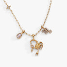 Gold Scorpio Zodiac Charm Cluster Necklace by ALEX AND ANI featuring stainless steel chain and zodiac-themed pendant.